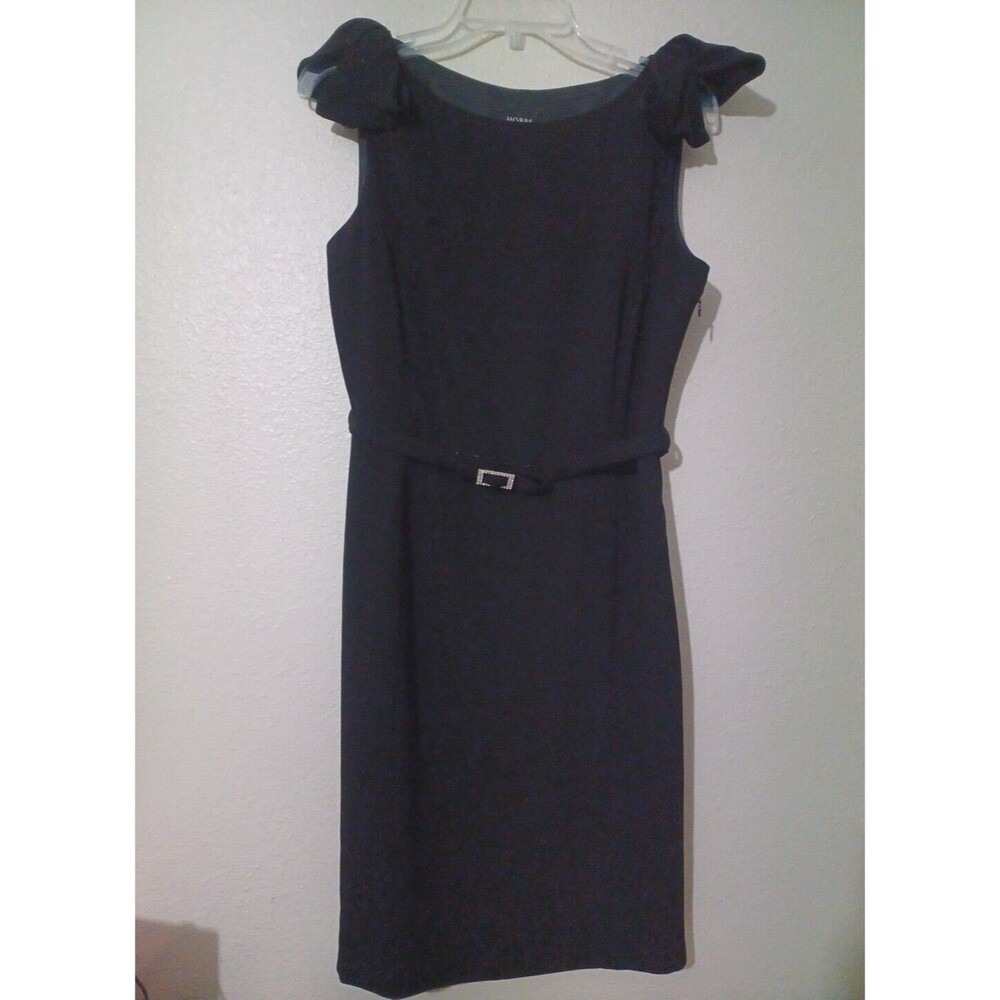 HOBBS LONDON BLACK SHEATH DRESS BOW SHOULDERS SIZE 12